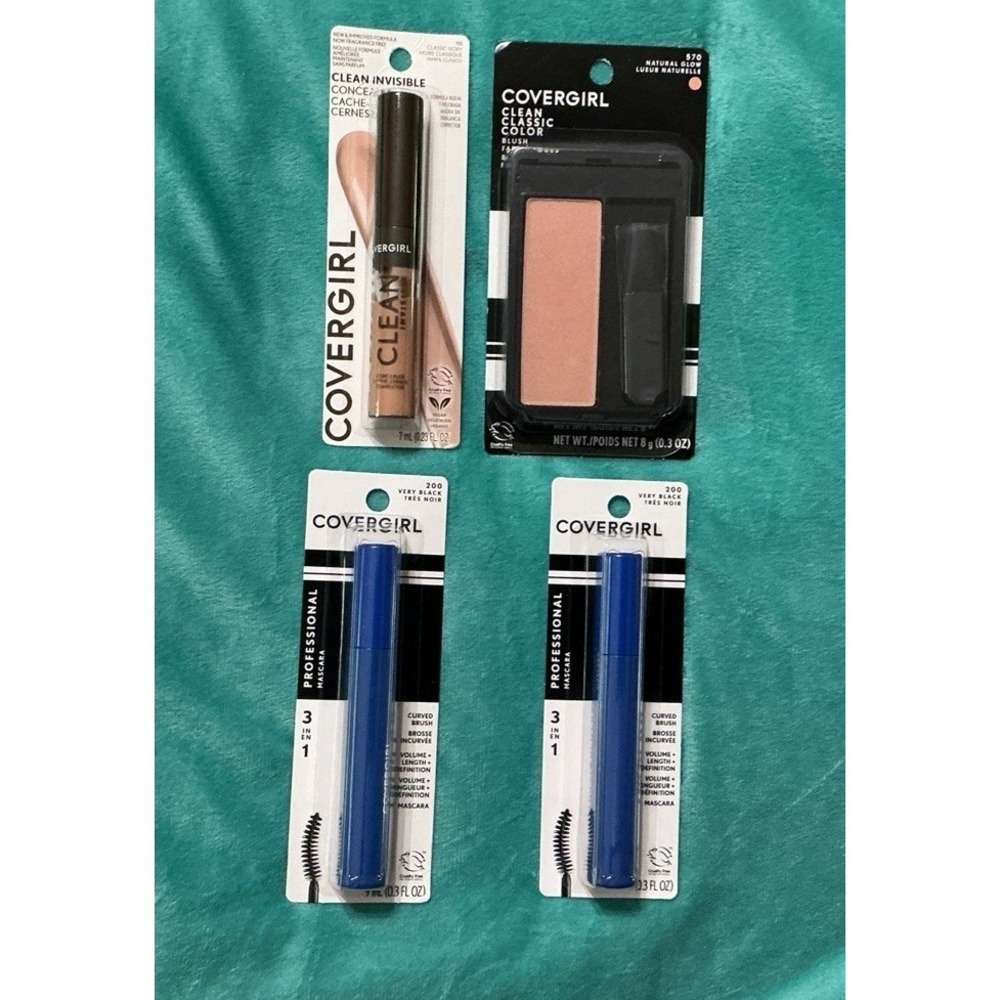 New Covergirl Makeup Lot Of 4 Items Mascara 1 Blush 1 Concealer All NIB